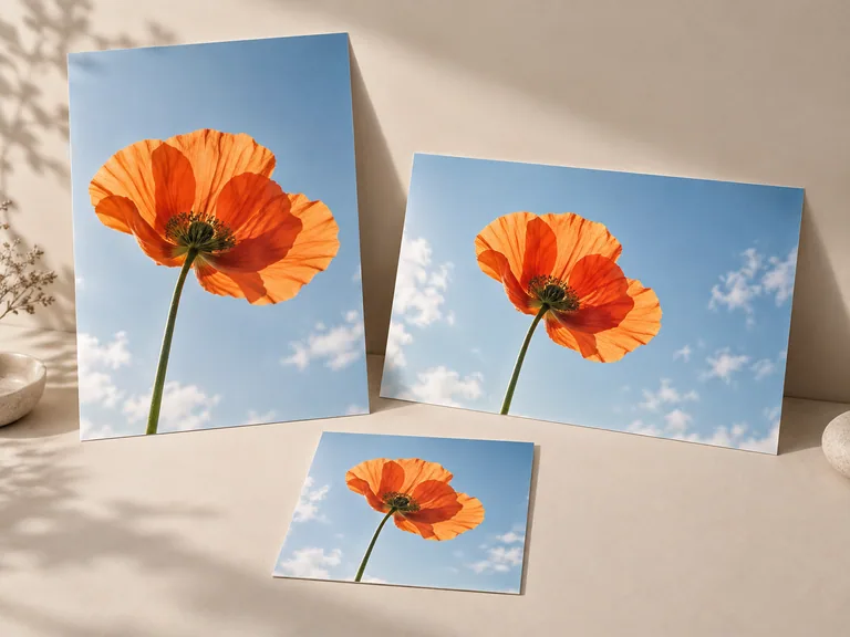 Matching flower artwork extended to poster, presentation, and square print formats.