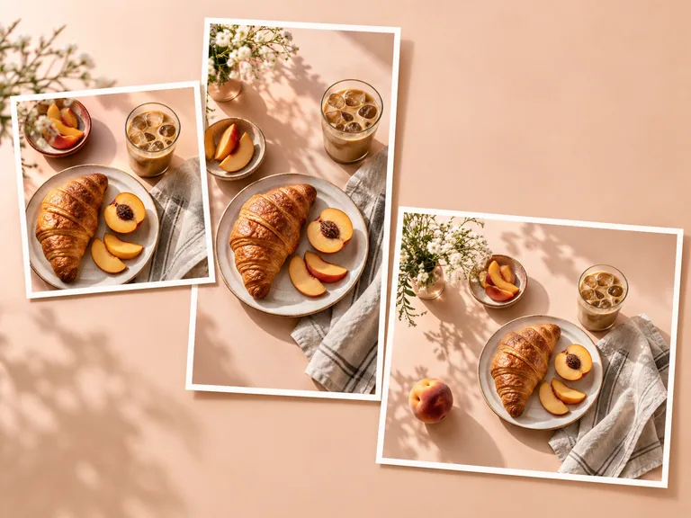 Breakfast photos adapted to square, vertical, and wide layouts for social content.