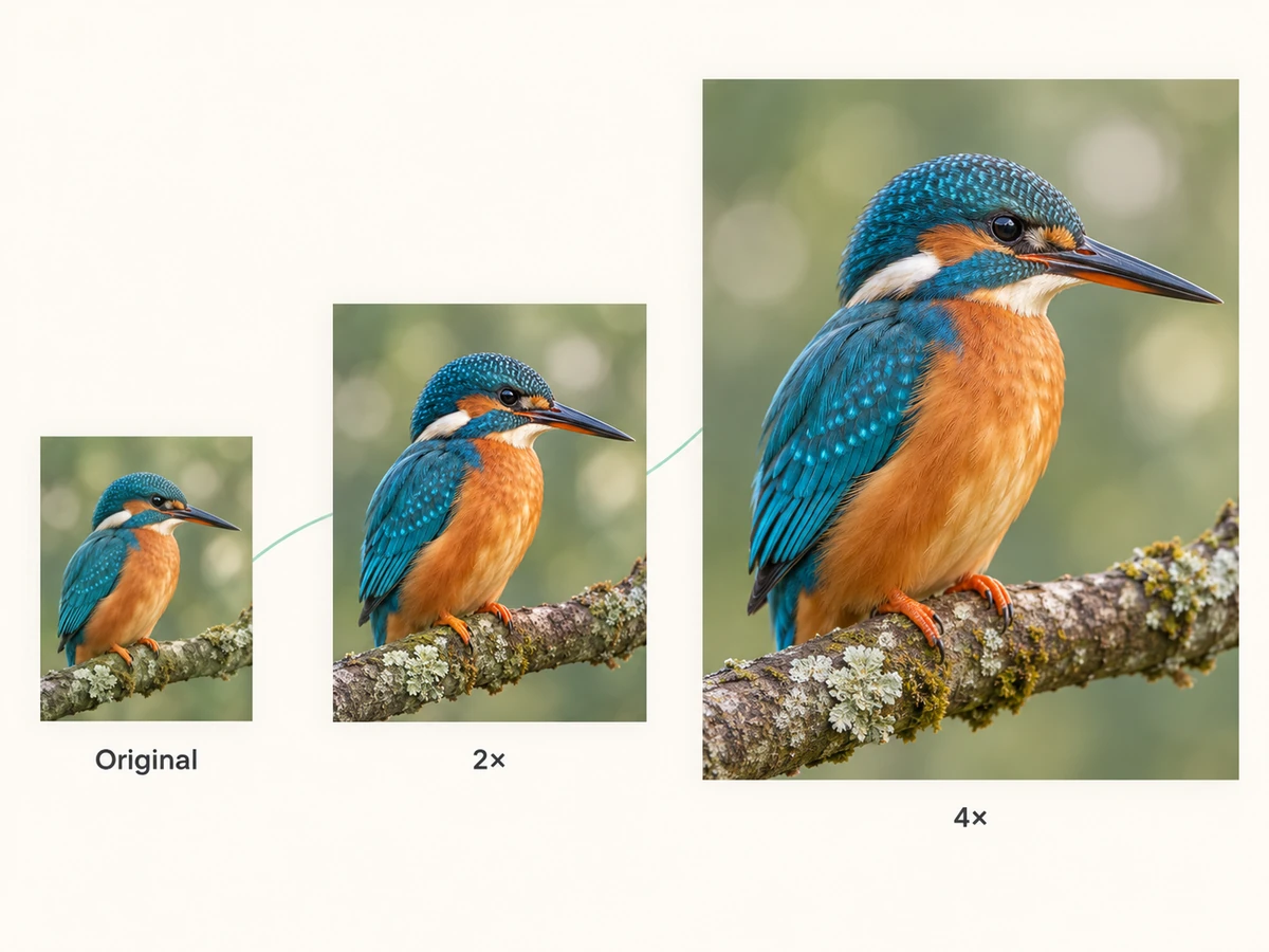 Illustrative photo showing original, 2× and 4× image sizes
